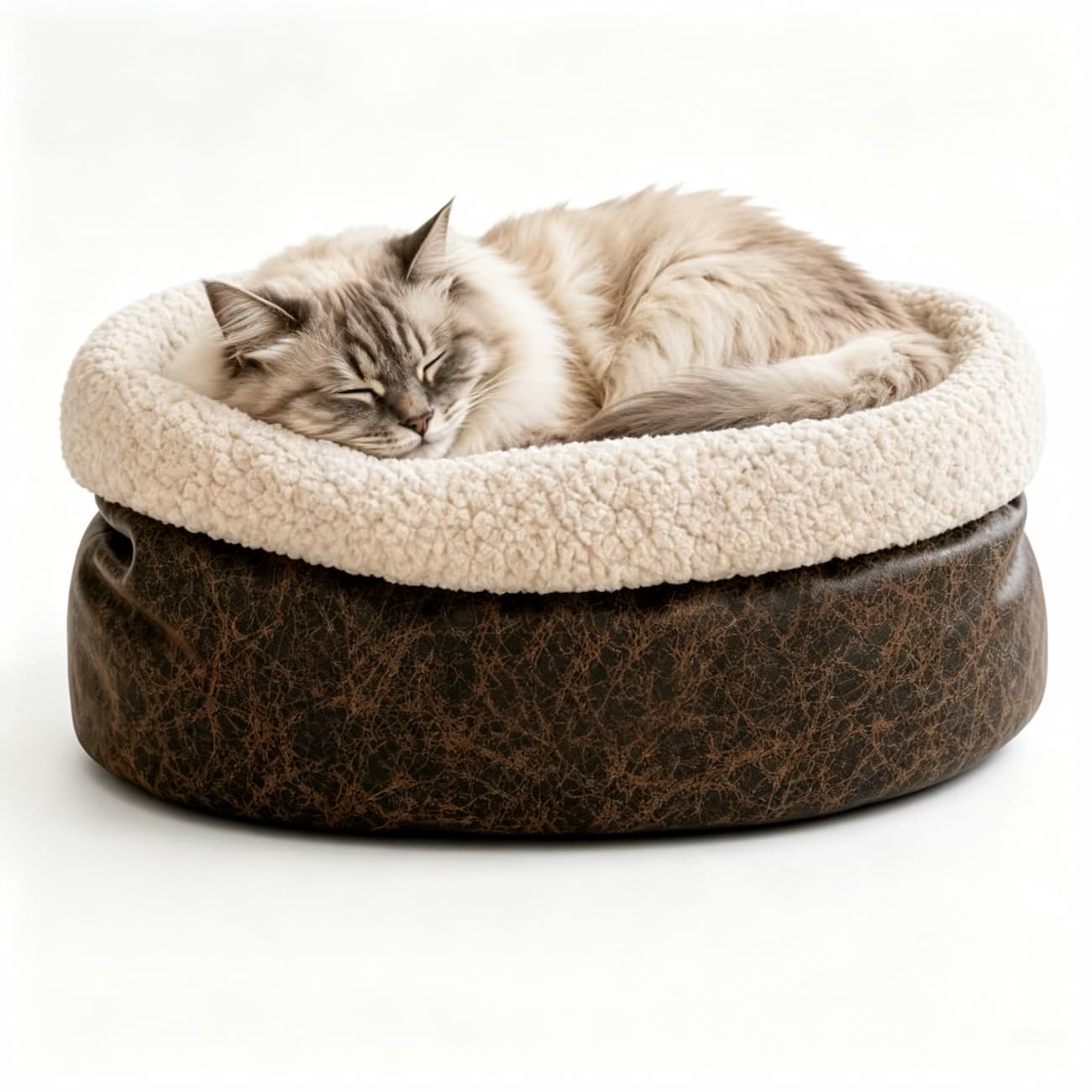 Round Bolster Pet Bed | High-Wall Calming Donut Cushion with Deep Sleep Cavity for Small Dogs & Cats